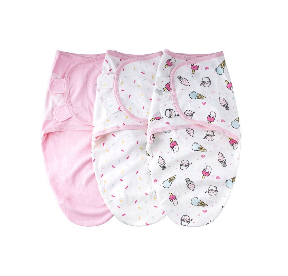 AFKSMILE Pucksack Baby-Wickeltuch für Neugeborene 0-3 Monate, Verstellbar Puckset, Wickelset mit Klettverschluss,3 Stück Baby-Schlafsack,Weiche Baumwolle Bild 4