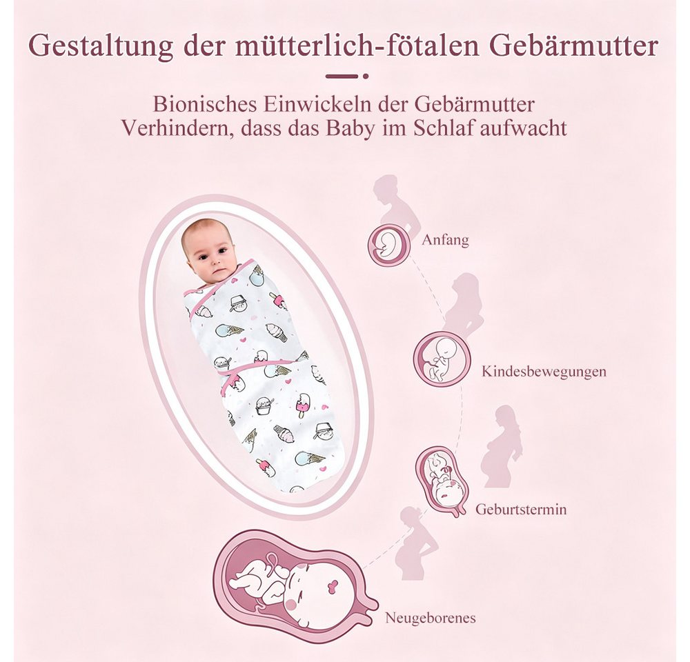AFKSMILE Pucksack Baby-Wickeltuch für Neugeborene 0-3 Monate, Verstellbar Puckset, Wickelset mit Klettverschluss,3 Stück Baby-Schlafsack,Weiche Baumwolle Bild 5
