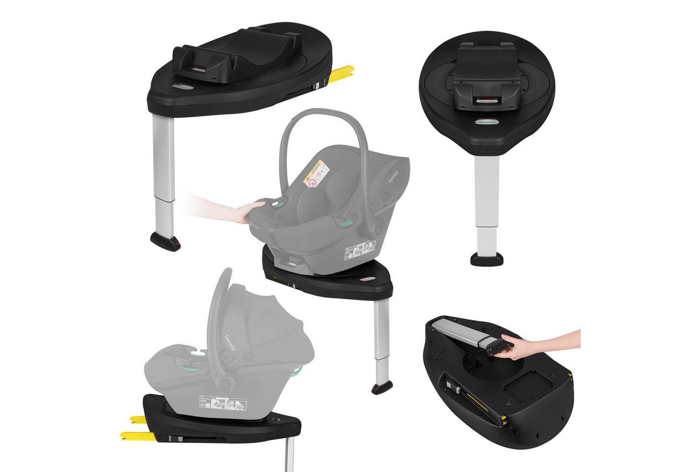 lionelo Autokindersitz ASTRID I-SIZE SET PLUS, ab: ab Geburt, bis: bis ca. 2 Jahre, ab: 40 cm, bis: 87 cm, (Babyschale + drehbare ISOFIX-Basis), 180°Drehung/Memory Foam/Dri-Seat/Seitenaufprallschutz/ISOFIX