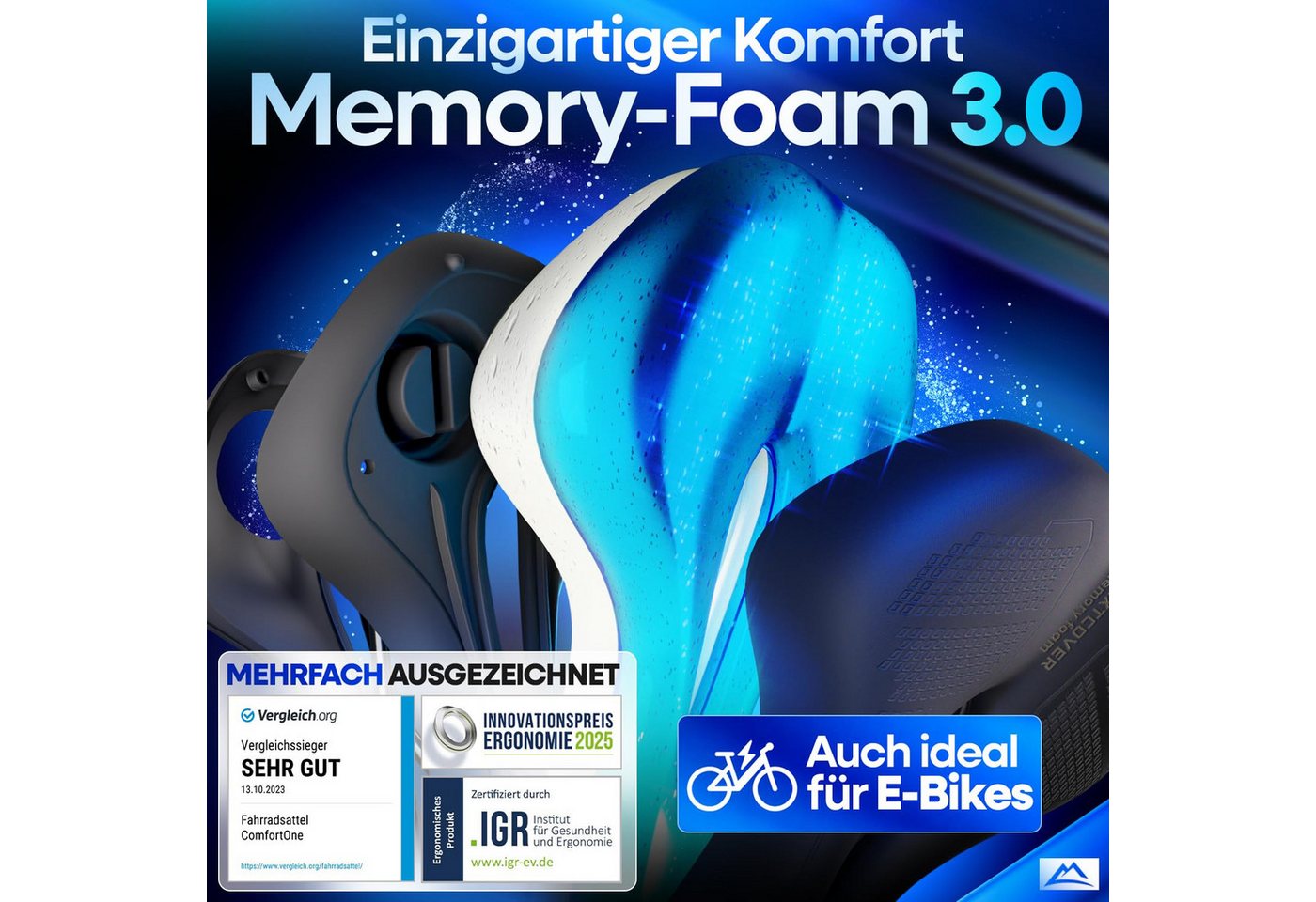 Nextcover Fahrradsattel ComfortOne Memory Foam & Entlastungskanal, für E-Bike, Damen & Herren Bild 4