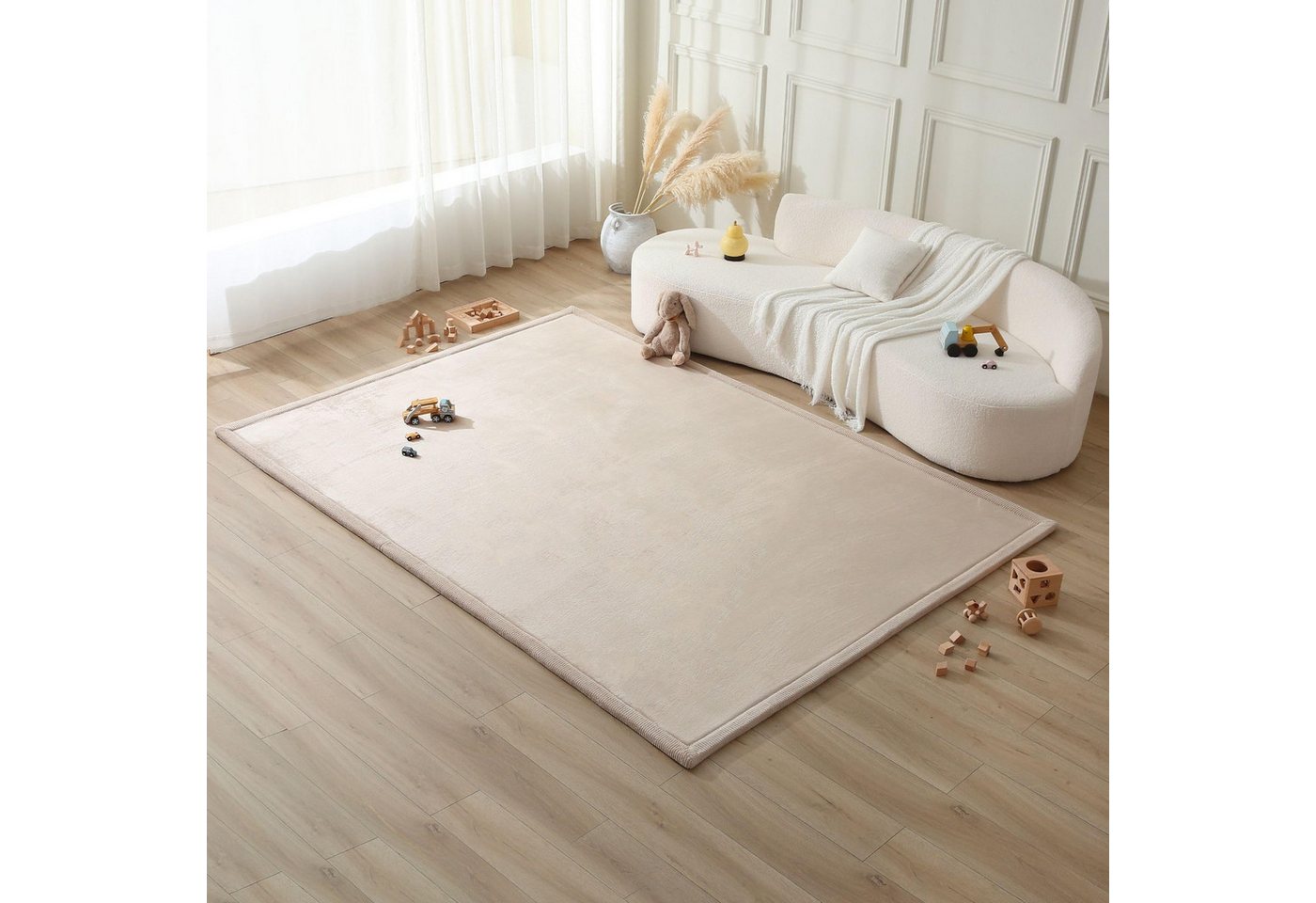 Hakuna Matte Spielmatte aby 280x200x2,5cm, beige – Teppich für Kinderzimmer mit Memory-Schaum, Krabbelmatte Baby mit Rutschfester Unterseite Bild 2