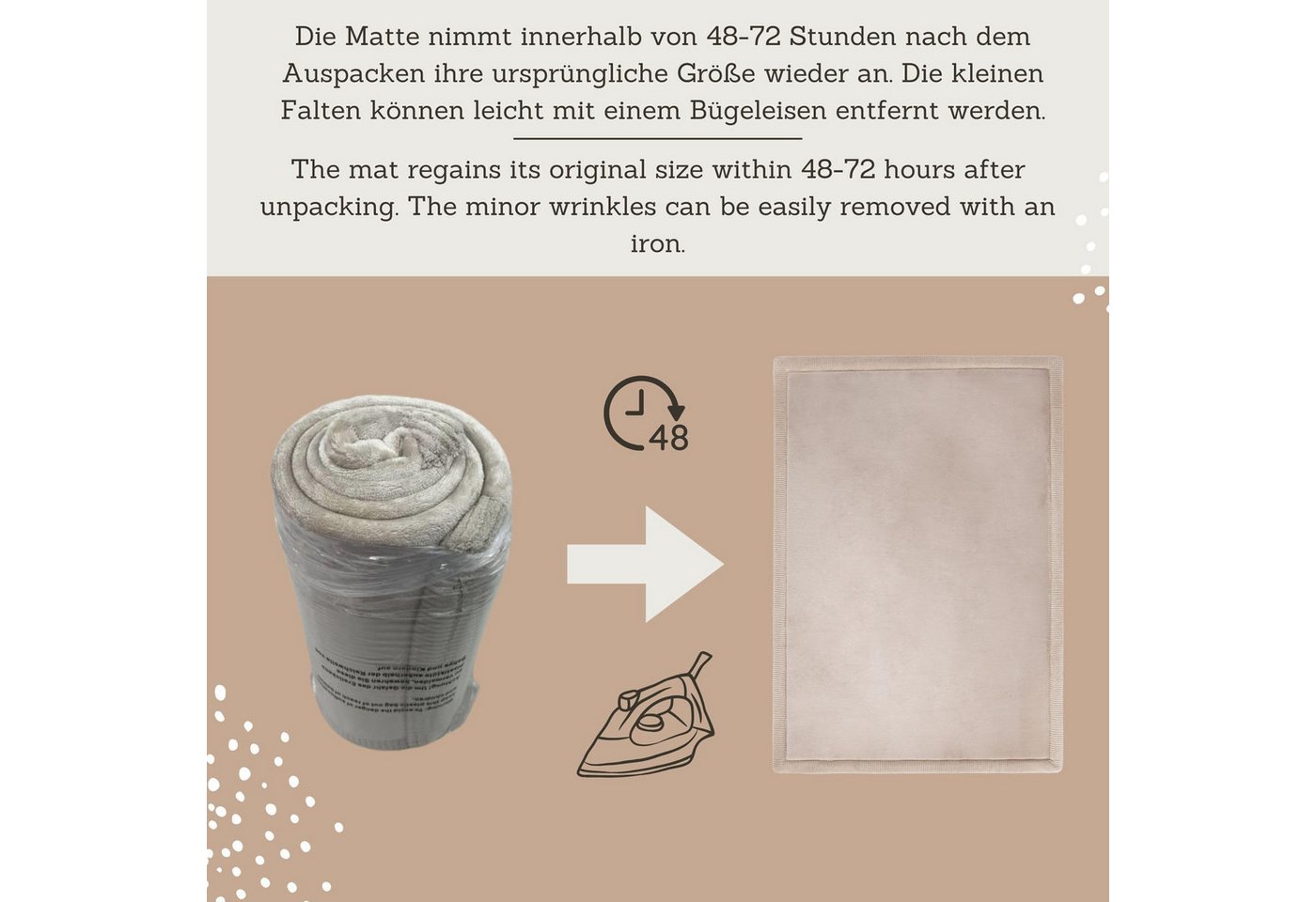Hakuna Matte Spielmatte aby 280x200x2,5cm, beige – Teppich für Kinderzimmer mit Memory-Schaum, Krabbelmatte Baby mit Rutschfester Unterseite Bild 3