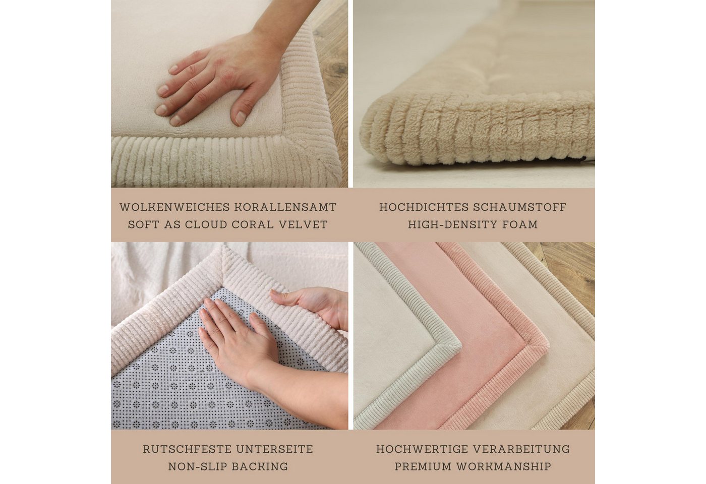 Hakuna Matte Spielmatte aby 280x200x2,5cm, beige – Teppich für Kinderzimmer mit Memory-Schaum, Krabbelmatte Baby mit Rutschfester Unterseite Bild 4