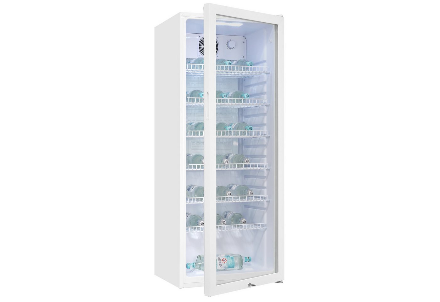 exquisit Getränkekühlschrank GKS5240-GT-160C, 140 cm hoch, 54 cm breit, Isolierglastür, Gitterablage, manuelle Temperaturregelung Bild 4