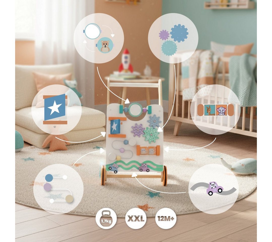 Sun Baby Babywalker SUN BABY Holz-Lauflernwagen 2in1 Aktivitätsbrett 12 M.