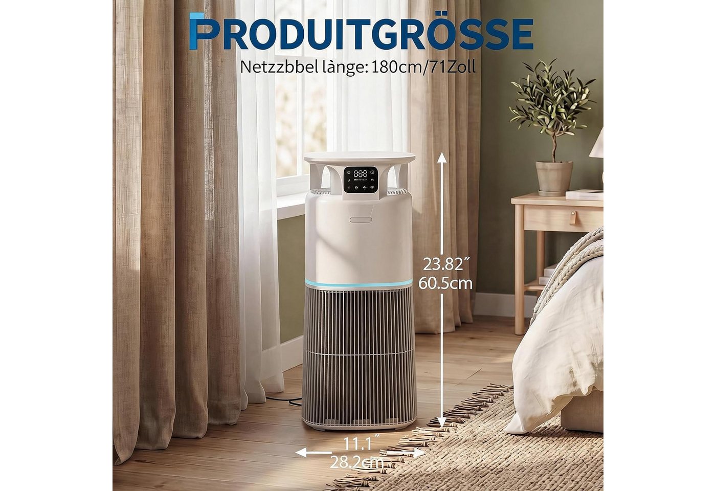 GarveeMore Luftreiniger für Große Räume bis 344m², PJ13 HEPA, leise 23dB, 269 CFM Luftreiniger gegen Tierhaare, Geruch, Echtzeit-AQI, App Bild 2