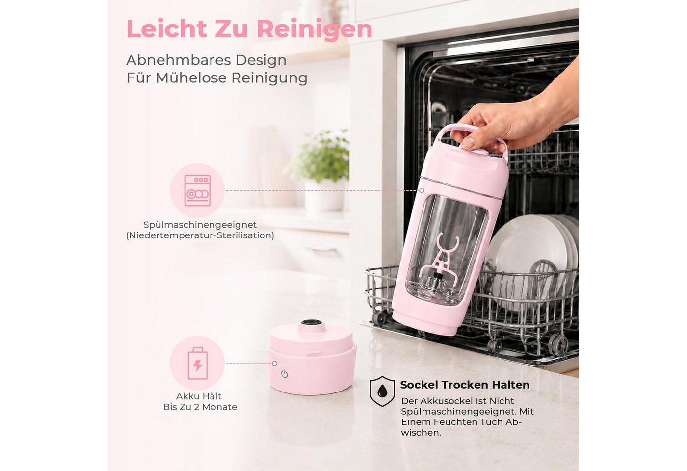 AIMAX Elektrischer Shaker Elektrischer Protein Shaker 650 ml USB-C Akku Mixer Bild 3