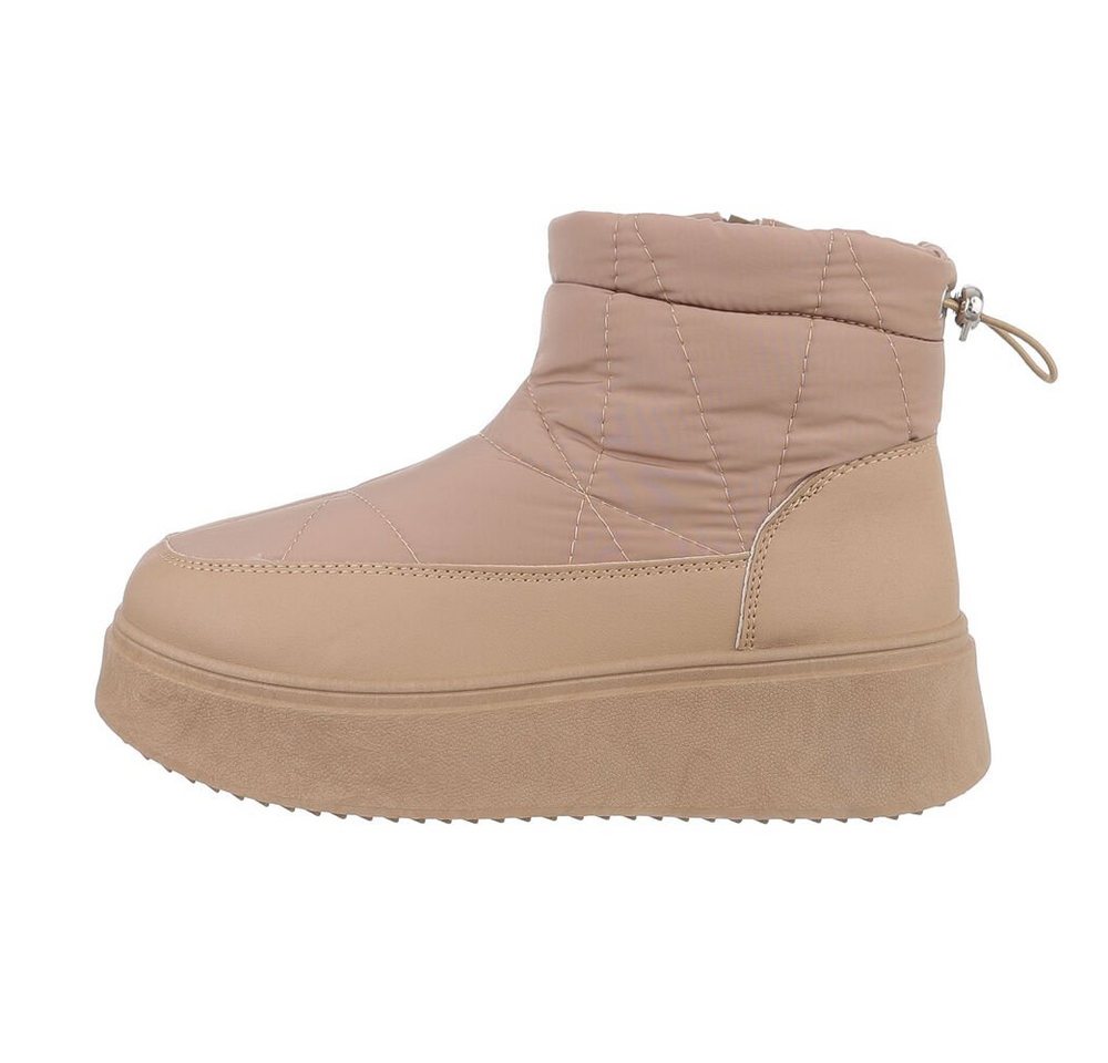 Ital-Design Damen Snowboots Freizeit Snowboots (84456368) Flach Plateaustiefeletten in Hellbraun