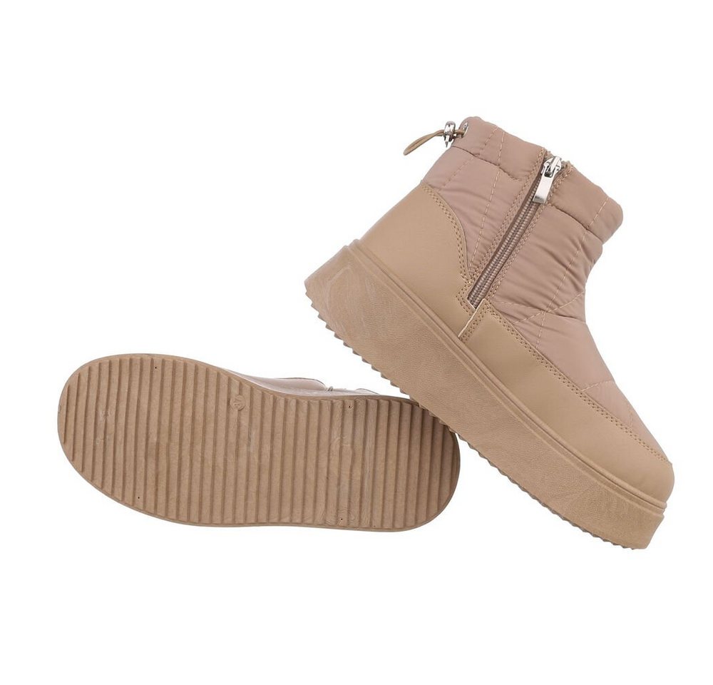 Ital-Design Damen Snowboots Freizeit Snowboots (84456368) Flach Plateaustiefeletten in Hellbraun Bild 2