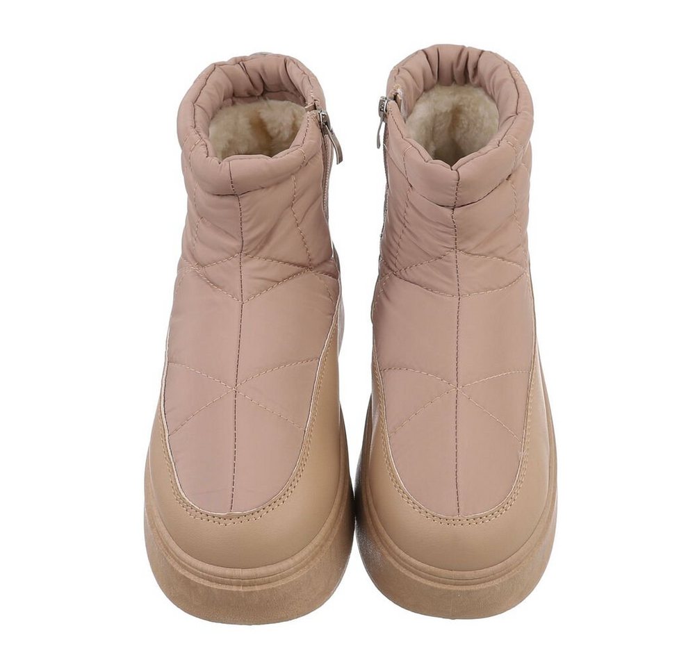 Ital-Design Damen Snowboots Freizeit Snowboots (84456368) Flach Plateaustiefeletten in Hellbraun Bild 3