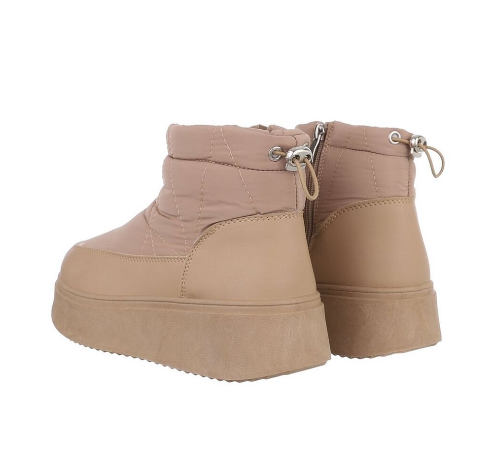 Ital-Design Damen Snowboots Freizeit Snowboots (84456368) Flach Plateaustiefeletten in Hellbraun Bild 4