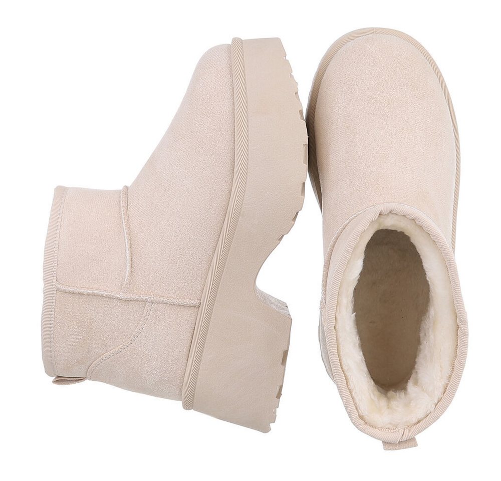 Ital-Design Plattform Ankle Boots für Damen – Stilvoll & Bequem Snowboots (90503057) Blockabsatz Stiefeletten in Beige Bild 4