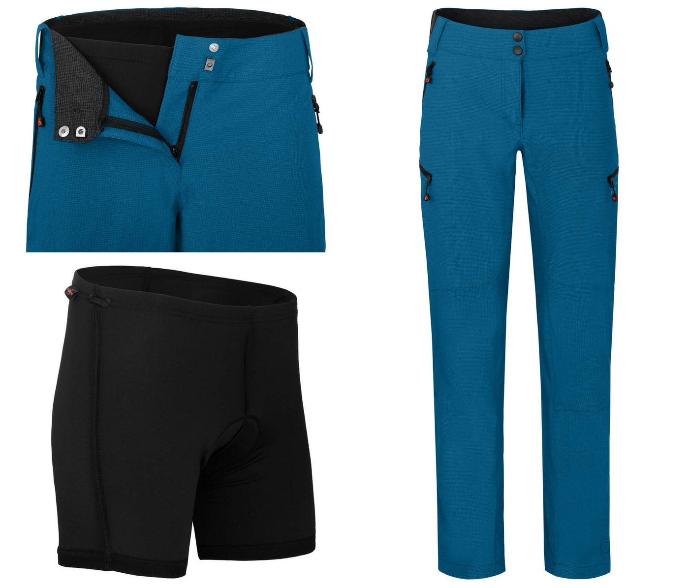 Bergson Fahrradhose VINA Damen 2in1 Radhose, mit gepolsterter Innenhose, Normalgrößen, Saphir Bild 2