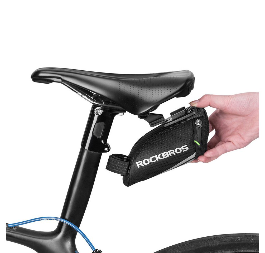 Illes-Laedchen Satteltasche ROCKBROS Fahrrad Satteltasche aus Nylon mit Click-System, kompakte Fahrradtasche inkl. Adapter 15,5 x 6,5 x 5 cm, Schwarz Bild 3