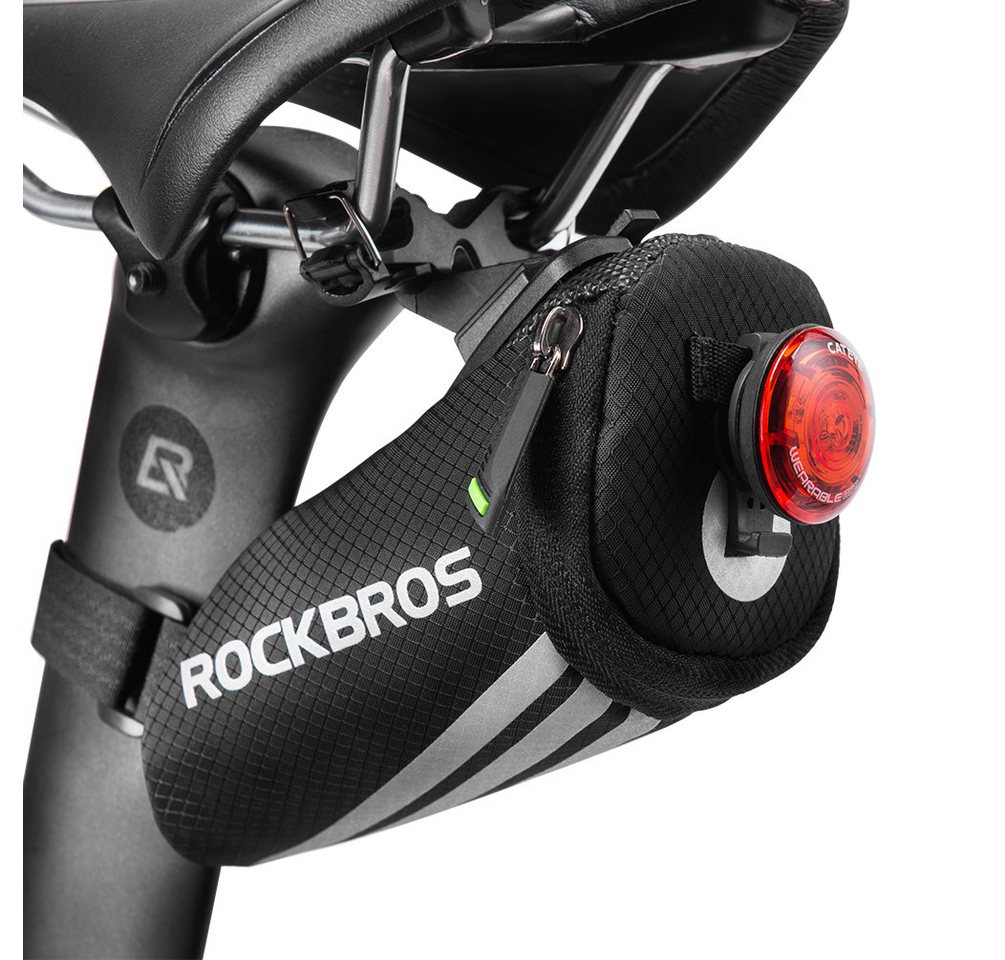 Illes-Laedchen Satteltasche ROCKBROS Fahrrad Satteltasche aus Nylon mit Click-System, kompakte Fahrradtasche inkl. Adapter 15,5 x 6,5 x 5 cm, Schwarz Bild 5