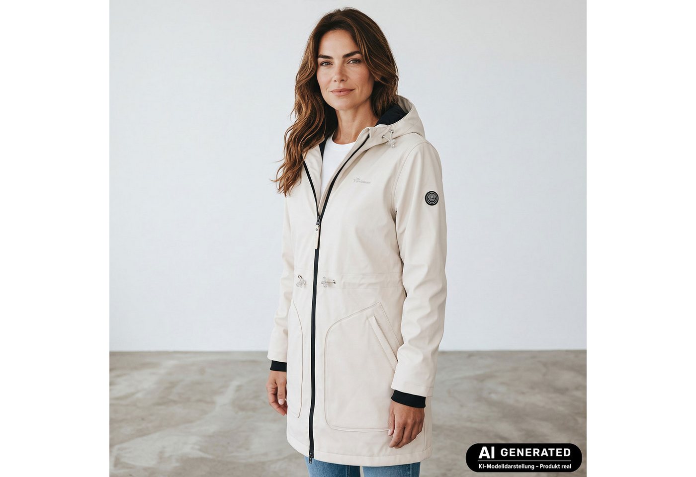 Coastguard Regenmantel Damen PU-Kurzmantel - Regenmantel Regenjacke Outdoor-Jacke Wassersäule 3000 mm, Wasserdichte Reißverschlüsse, Verschweißte Nähte Bild 5