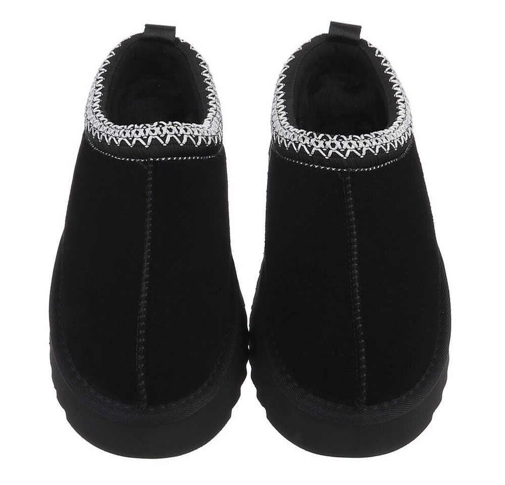 Ital-Design Echtleder Damen Slip-on Plateau Clog mit Profilsohle Snowboots (92392439) Flach Stiefeletten in Schwarz Bild 3