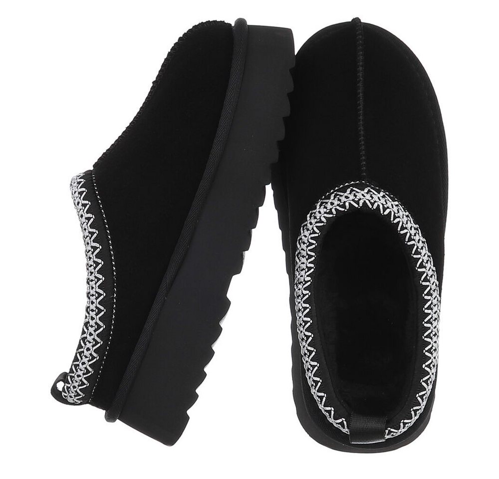 Ital-Design Echtleder Damen Slip-on Plateau Clog mit Profilsohle Snowboots (92392439) Flach Stiefeletten in Schwarz Bild 5