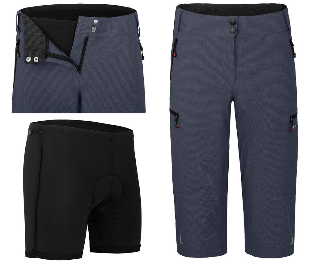 Bergson Fahrradhose VINA Capri Damen 3/4 Radhose 2in1, mit gepolsterter Innenhose, Normalgrößen, gra Bild 2