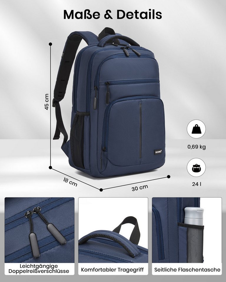 KONO Rucksack Handgepäck-Rucksack 45x30x18cm