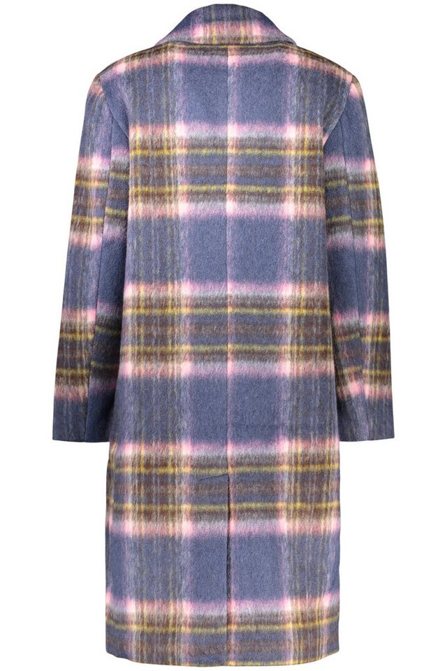 Desigual Outdoorjacke Blauer Damen Longsleeve-Mantel mit Muster und V-Ausschnitt