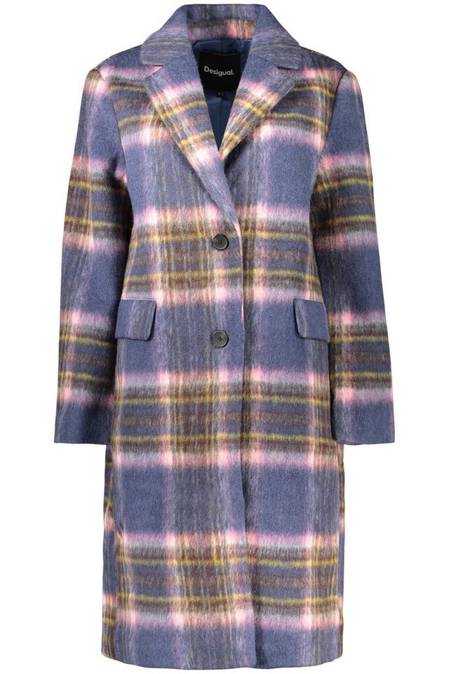 Desigual Outdoorjacke Blauer Damen Longsleeve-Mantel mit Muster und V-Ausschnitt Bild 2