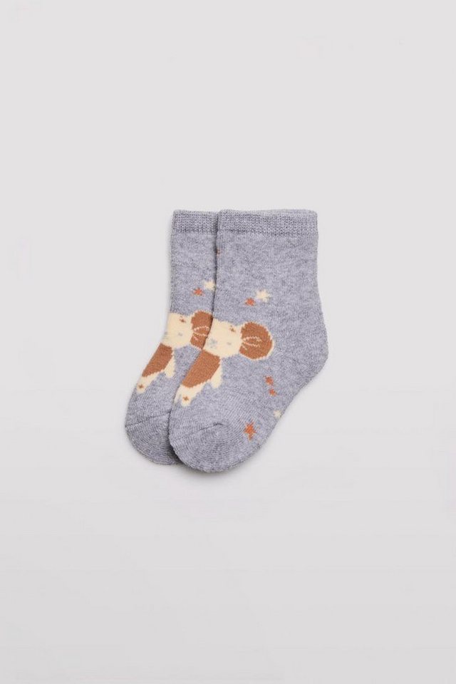 YSABEL MORA Thermosocken Ysabel Mora 2er Pack Baby Thermo Strümpfe Socken Maus grau peach Ringe (2-Paar) Bild 2