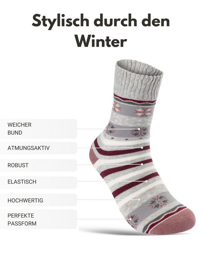 sockenkauf24 Thermosocken Damen warme Wintersocken Vollfrottee (38204, 12-Paar, 35-38) aus Baumwolle mit Komfortbund Bild 3