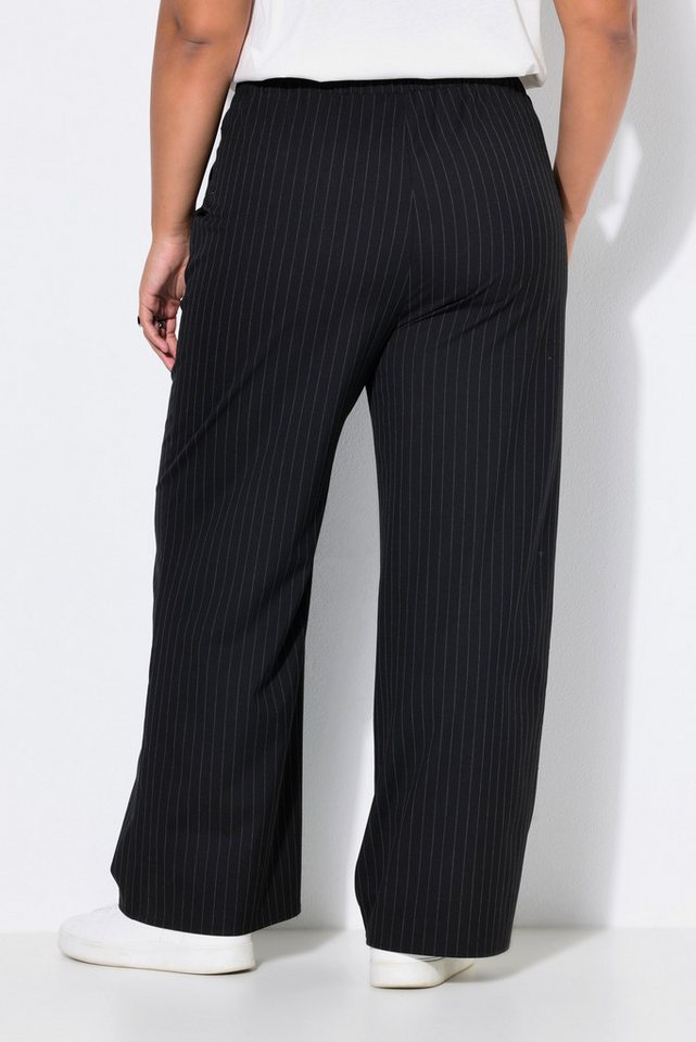 Studio Untold Funktionshose Nadelstreifen-Hose Wide Legs teilelastischer Bund