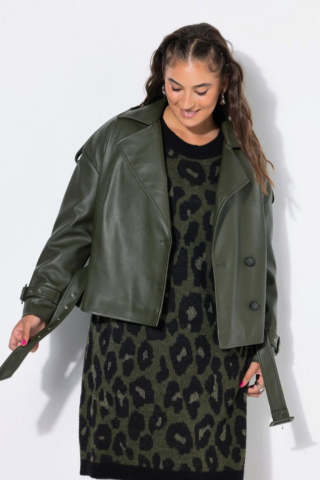 Studio Untold Outdoorjacke Fake-Lederjacke Oversize Shape Bikerlook