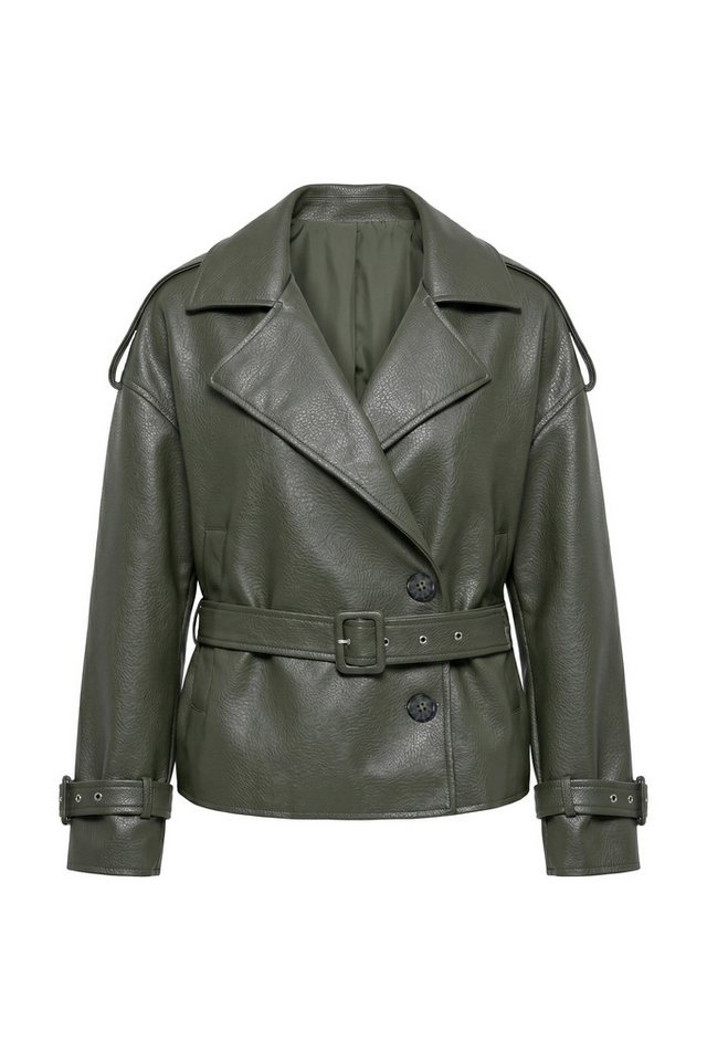 Studio Untold Outdoorjacke Fake-Lederjacke Oversize Shape Bikerlook Bild 2