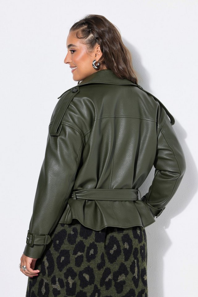 Studio Untold Outdoorjacke Fake-Lederjacke Oversize Shape Bikerlook Bild 3