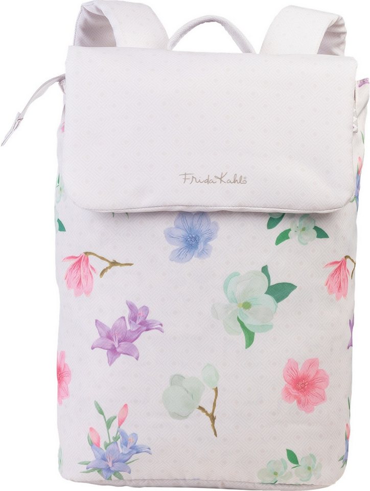 Frida Kahlo Rucksack Frida Kahlo Rucksack beige natur Nylon (Cityrucksack), Damen Cityrucksack Nylon, beige, ca. 14cm hoch, Floral, bunte Blumen Bild 5