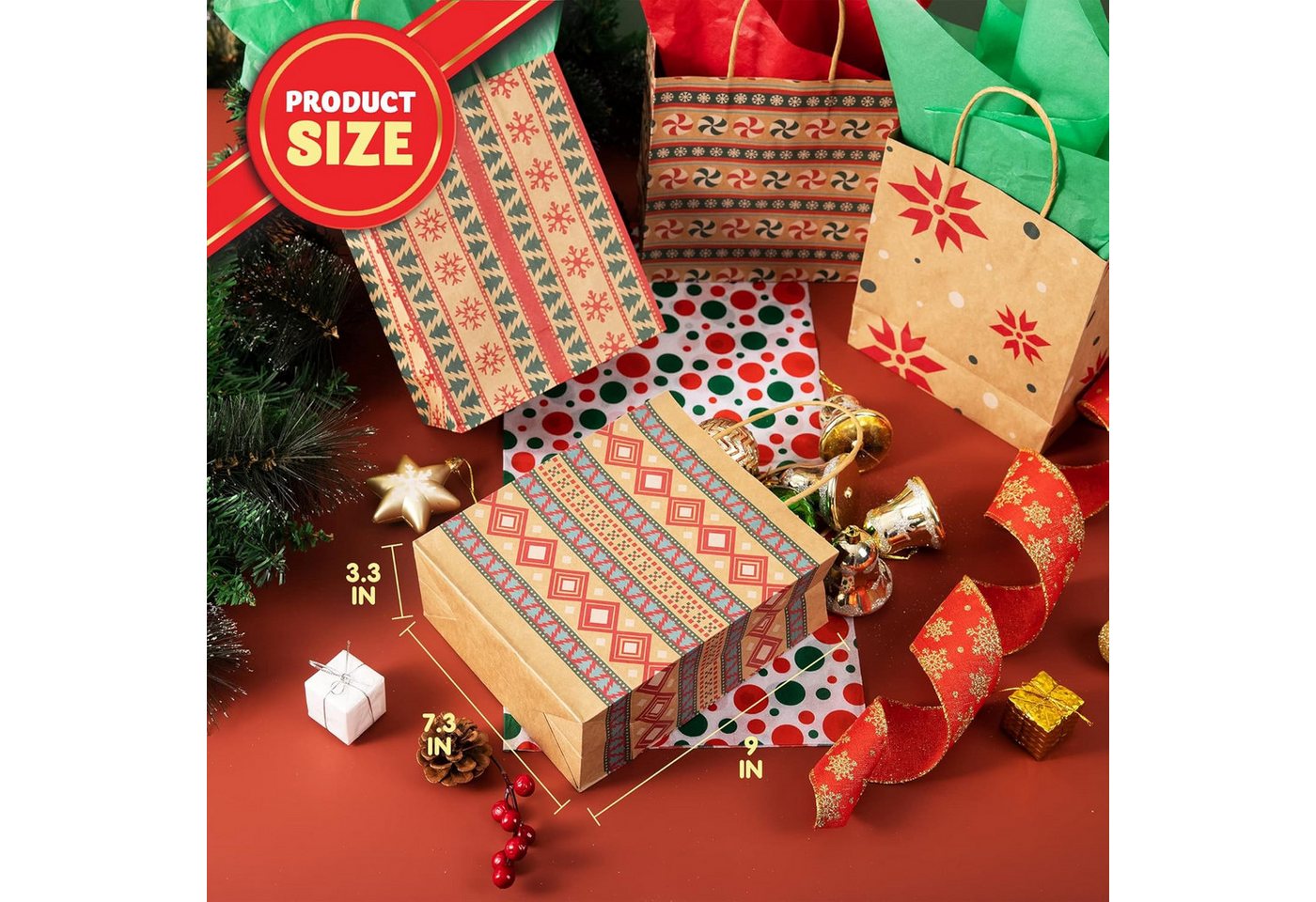 JOYIN Aufbewahrungstasche JOYIN Weihnachts Kraft-Geschenktüten, 24 Stück 6 Motive Bild 2