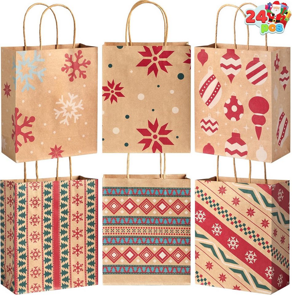 JOYIN Aufbewahrungstasche JOYIN Weihnachts Kraft-Geschenktüten, 24 Stück 6 Motive Bild 3