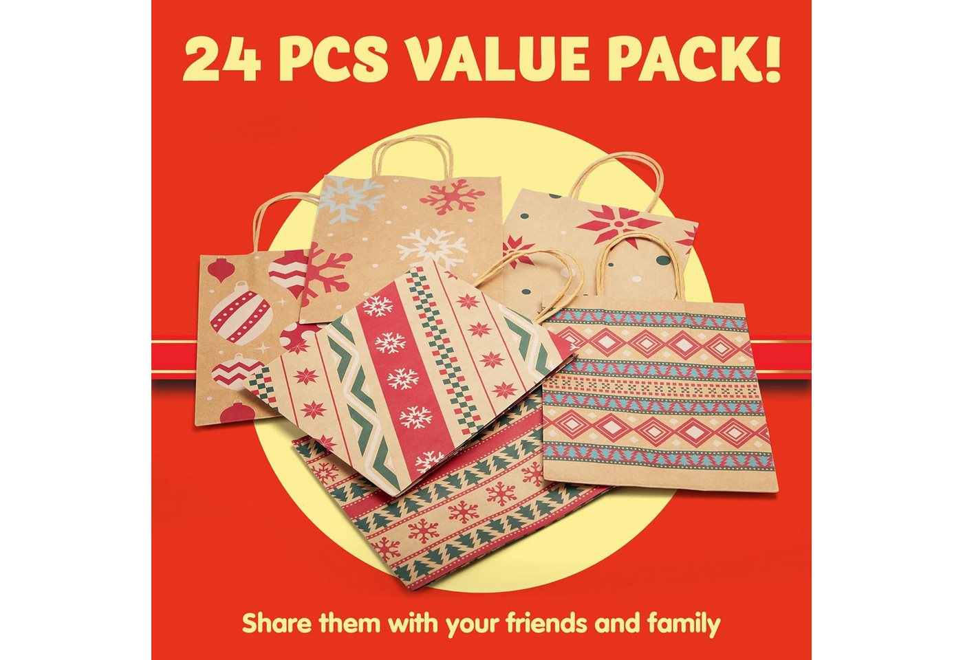 JOYIN Aufbewahrungstasche JOYIN Weihnachts Kraft-Geschenktüten, 24 Stück 6 Motive Bild 5