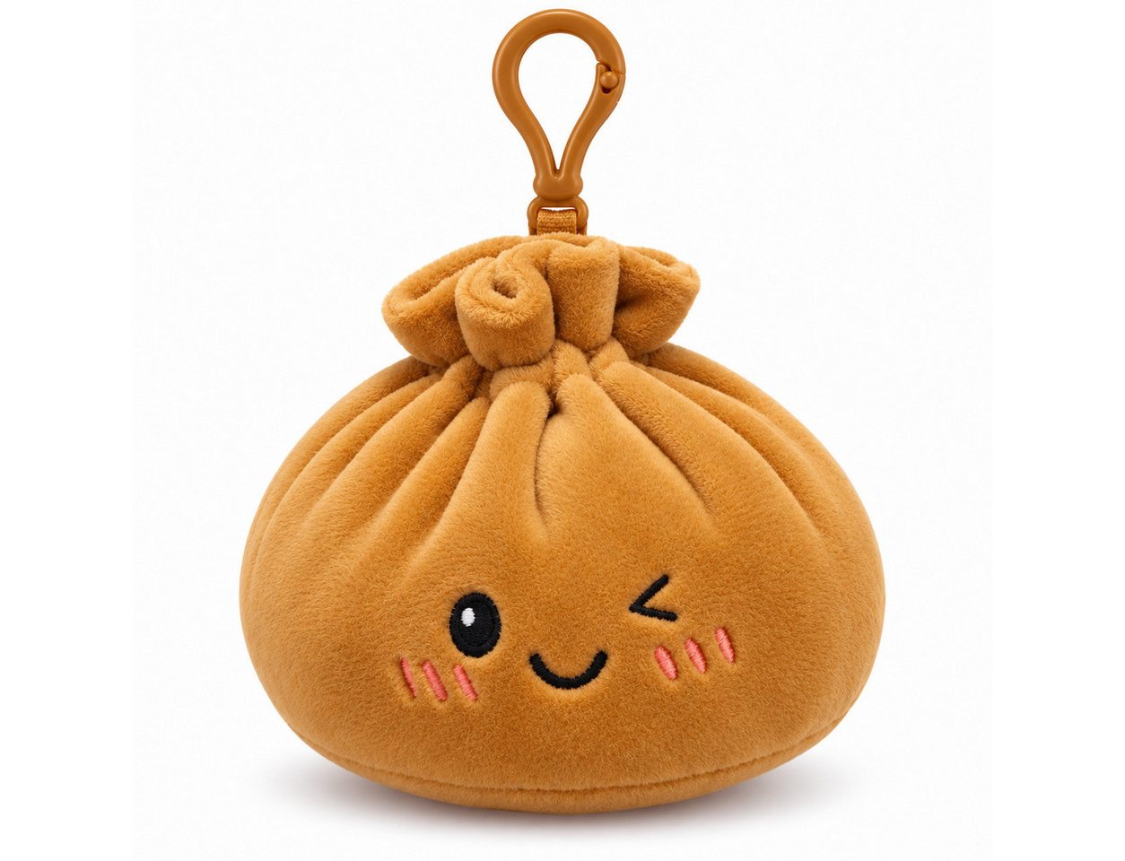 Bert Struis Gepäckanhänger Kawaii Dumpling Bagclip Taschenanhänger Schlüsselanhänger 12cm braun (Set, 1-St., Geschenk-Set) Plüschanhänger mit niedlichem Kawaii-Gesicht Fluffige Polyesterfüllung Bild 4