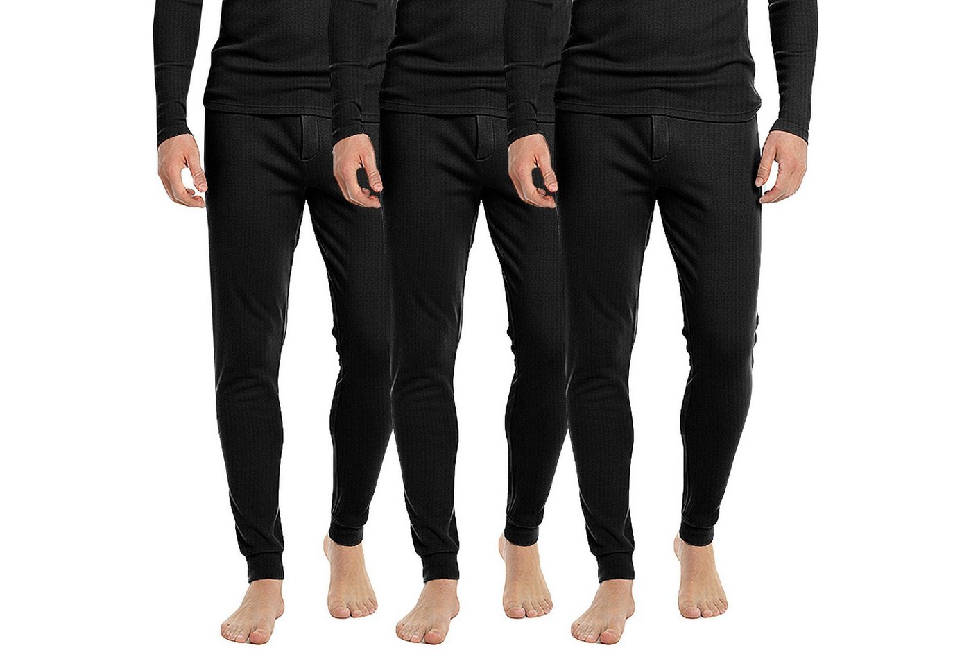 TEXEMP Thermounterhose Herren Baumwolle Thermounterwäsche 3er Pack Lang Innenfleece Winter (Packung, 3-St., 3er-Pack) Atmungsaktiv - Wärmend - Klimaregulierend