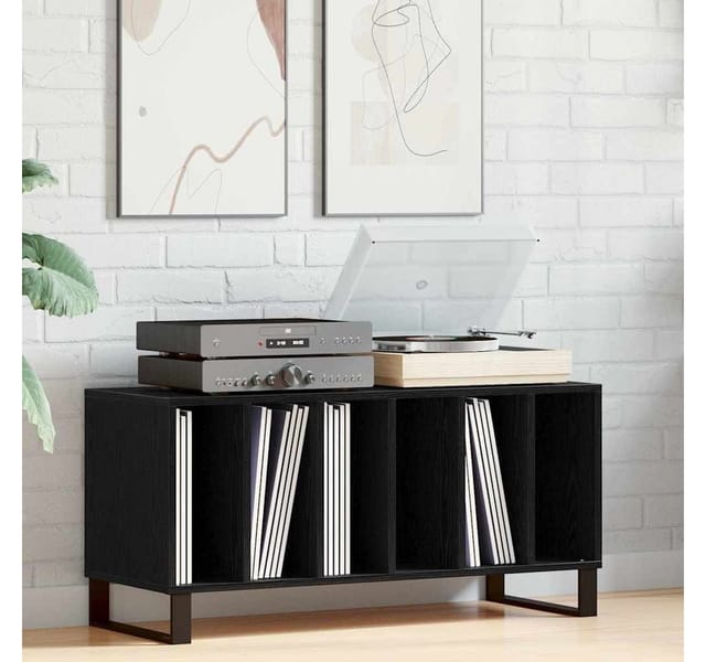Record Cabinet Schwarz Eiche 100x38x48 Cm Werkstoff - Vidaxl