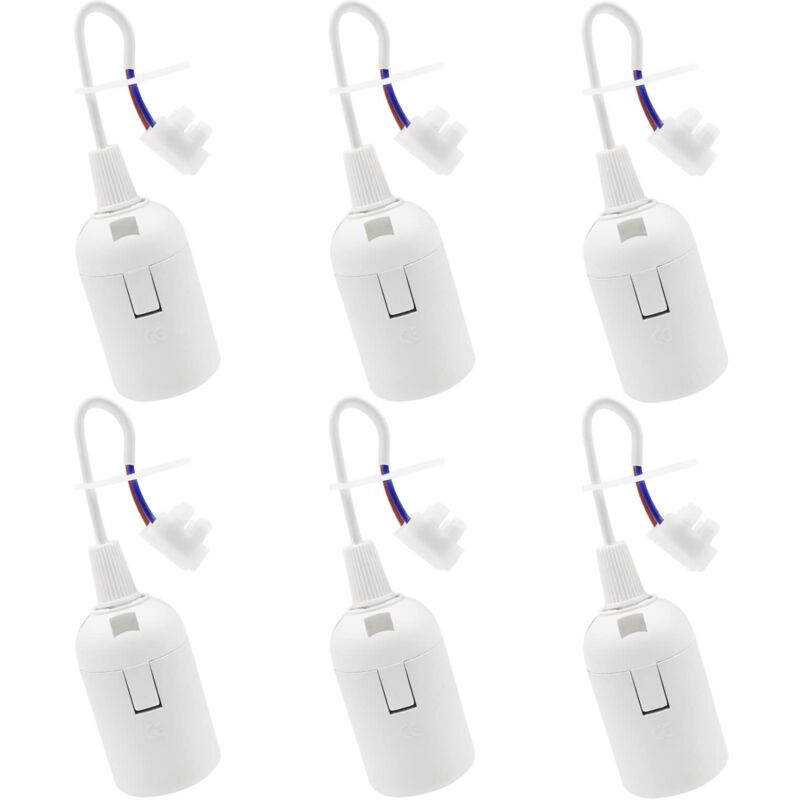 6 Pcs Douille De Lampe E27 Support D'Ampoule E27 Rénovation Douille Blanc Douille De Bâtiment Avec Câble Douille De Chantier 4a 250v Base De Lumière Douille De Suspension (max.60w)