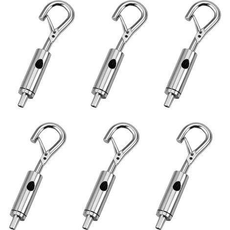 Lot De 6 Crochets Réglables En Acier Avec Corde En Fil De Fer, Tendeur À Crochet Et Œillet Portable, Crochet Réglable Avec Verrou Pour Câble En Acier Inoxydable De 1-1,5 Mm