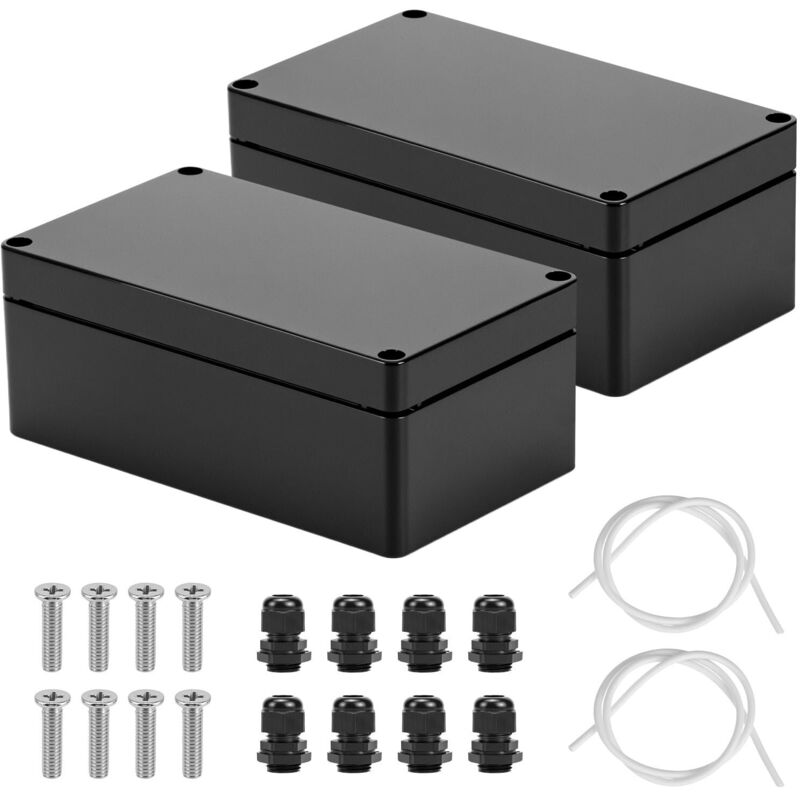 2 Pièces Boîtes De Jonction En Plastique Abs Étanche Ip65, 158 X 90 X 60 Mm, Noir