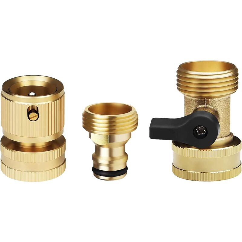 Quick Connector For Garden Hose With Shut-off Valve, 3/4" Quick Connect Fittings With Ball Valve, Easy Connect And Release Adapters