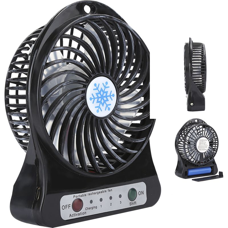 Wiederaufladbarer, Tragbarer Tischventilator Mit Usb-anschluss, Ideal Für Baby, Auto Und Bett – Schwarz