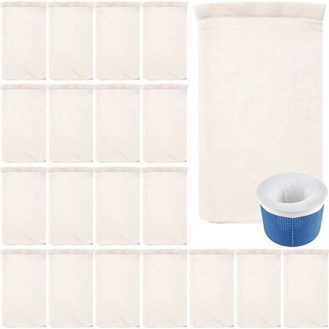 Lot De 20 Chaussettes D'Écumoire De Piscine – Économiseurs Pour Filtres De Piscine, Paniers Et Écumoires – La Chaussette/filet/économiseur Idéal.