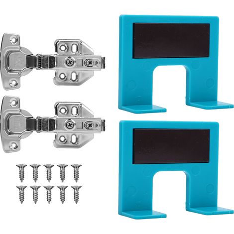 2pcs Cabinet Hinge Repair Plate Kit, Magnetic Door Gap Auxiliary Installation Spacer Tool With 2 Hinges And 10 Screws, Abs Mounting Board Pad For Wardrobe