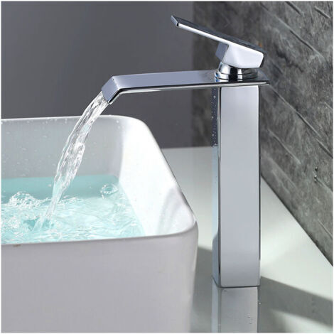Robinet Salle De Bain Cascade Mitigeur De Lavabo Bec Haut Robinetterie Pour Vasque Chromé Design Moderne-inhhub