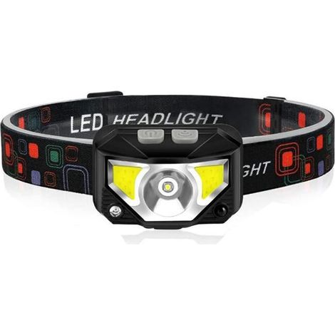 Lampe Frontale,rechargeable Usb,avec 6 Modes D'Éclairage,avec Détecteur De Mouvement,lampe Frontale Cob Etanche,angle Réglable De 45°,pour Avec Lumière Rouge Pour La Pêche/camping/cyclisme/randonnée