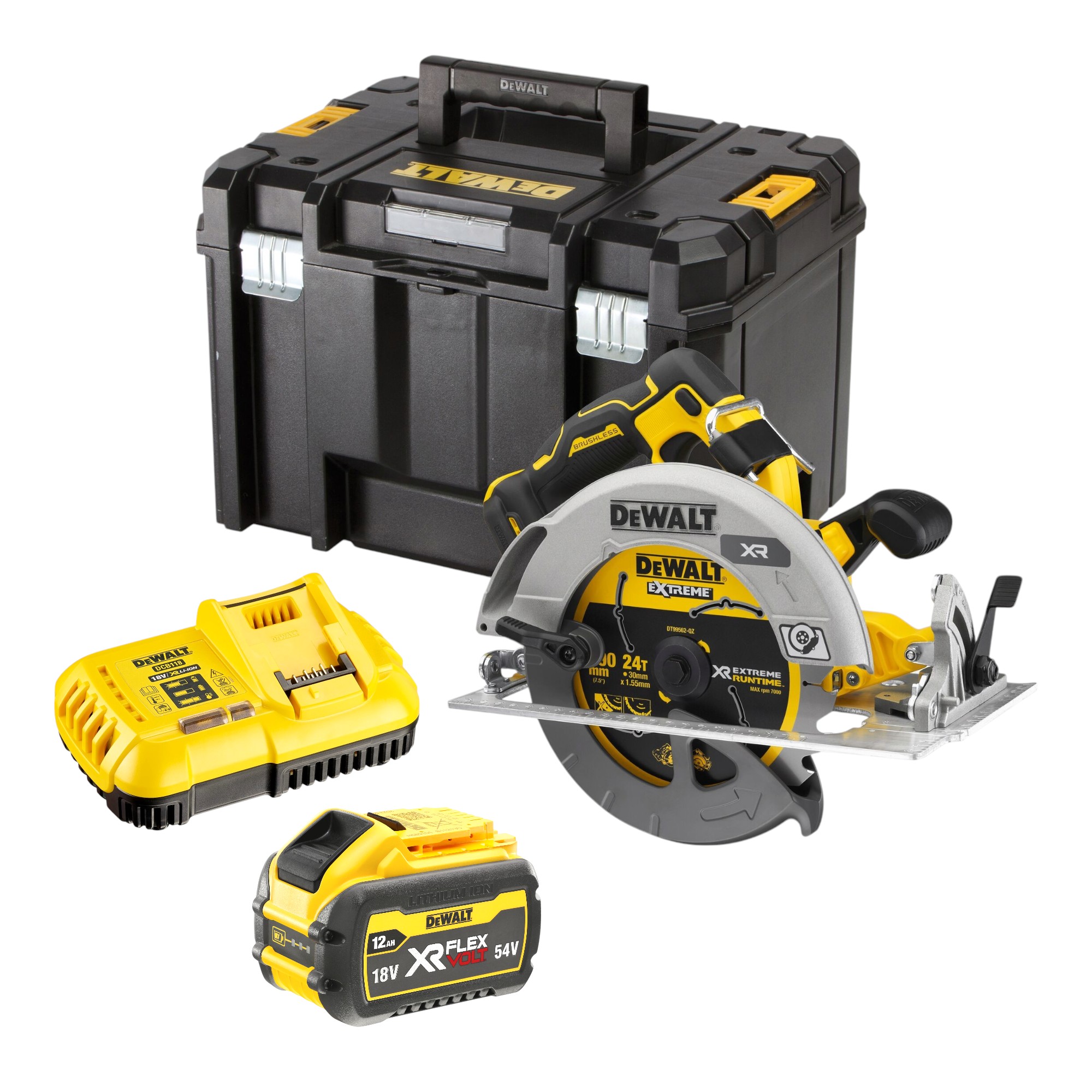 Dewalt Dcs 573 Y1t Akku Handkreissäge 18 V 190 X 30 Mm Brushless + 1x Akku 12,0 Ah + Ladegerät + Tstak
