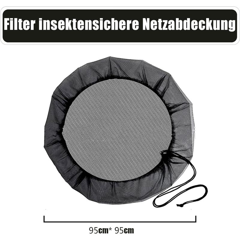 Set Mit 2 Wasserdichten Regentonnennetzen – Premium-regentonnenabdeckung Mit Kordelzug – 95 Cm – Für Laub Und Kleintiere
